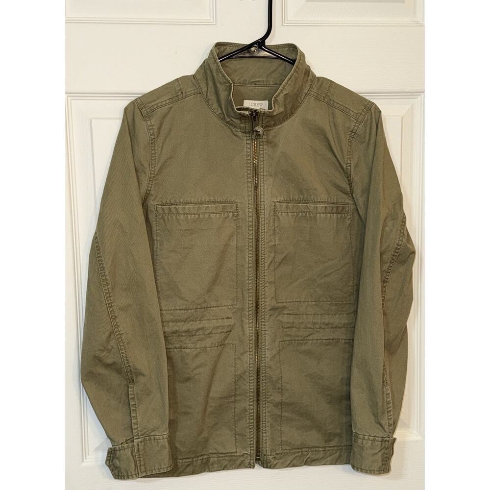 J. Crew Jacket Military Field Green Womens Cotton Size S Pockets Full Zip Canvas